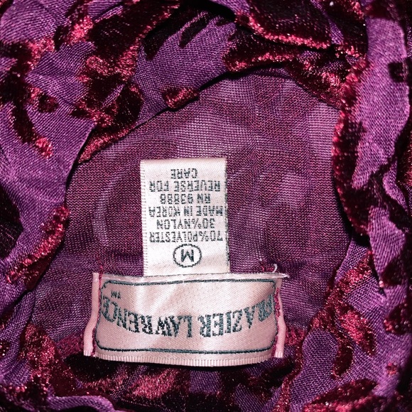 Vintage 90s Purple Sheer Turtleneck blouse Sz. M - Picture 8 of 8